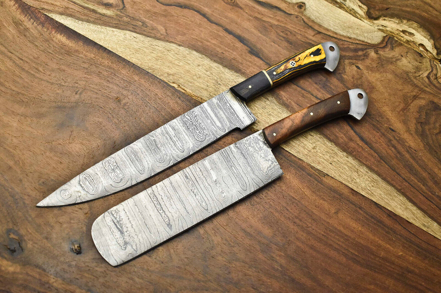 Premium Handmade Damascus Steel Chef Knife Set – 2-Piece Full Tang