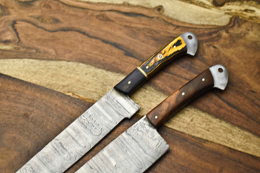 Premium Handmade Damascus Steel Chef Knife Set – 2-Piece Full Tang