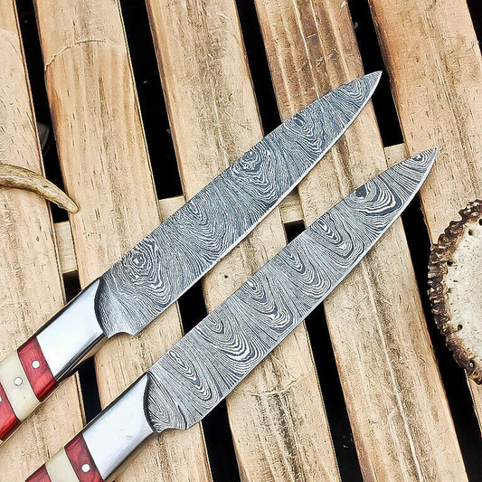 Lot of 2 Handmade Damascus Steel Chef Knives – Premium Kitchen & Bread Knives