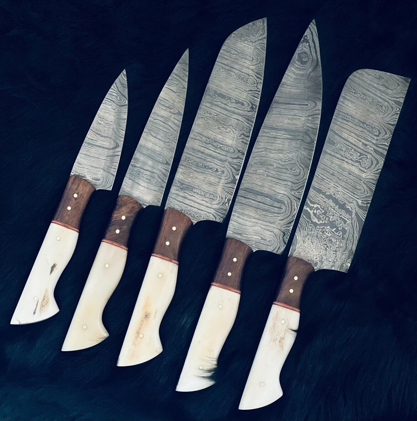 9" to 13" Custom Handmade Damascus Steel Chef Set Kitchen Knifes