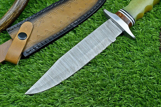 Heritage Forge 12 Inch Handcrafted Resin Handle Damascus Bowie Knife for Outdoor Survival