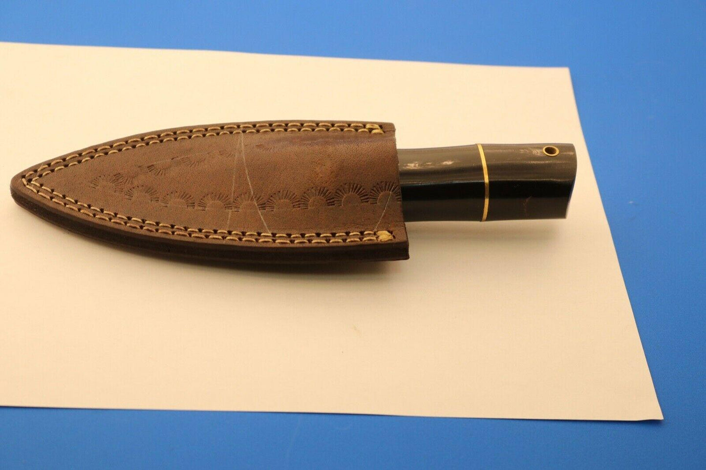 8" Custom Handmade Damascus Steel Hunting Skinner Fixed Blade Knife Hardwood Handle with Leather Sheath