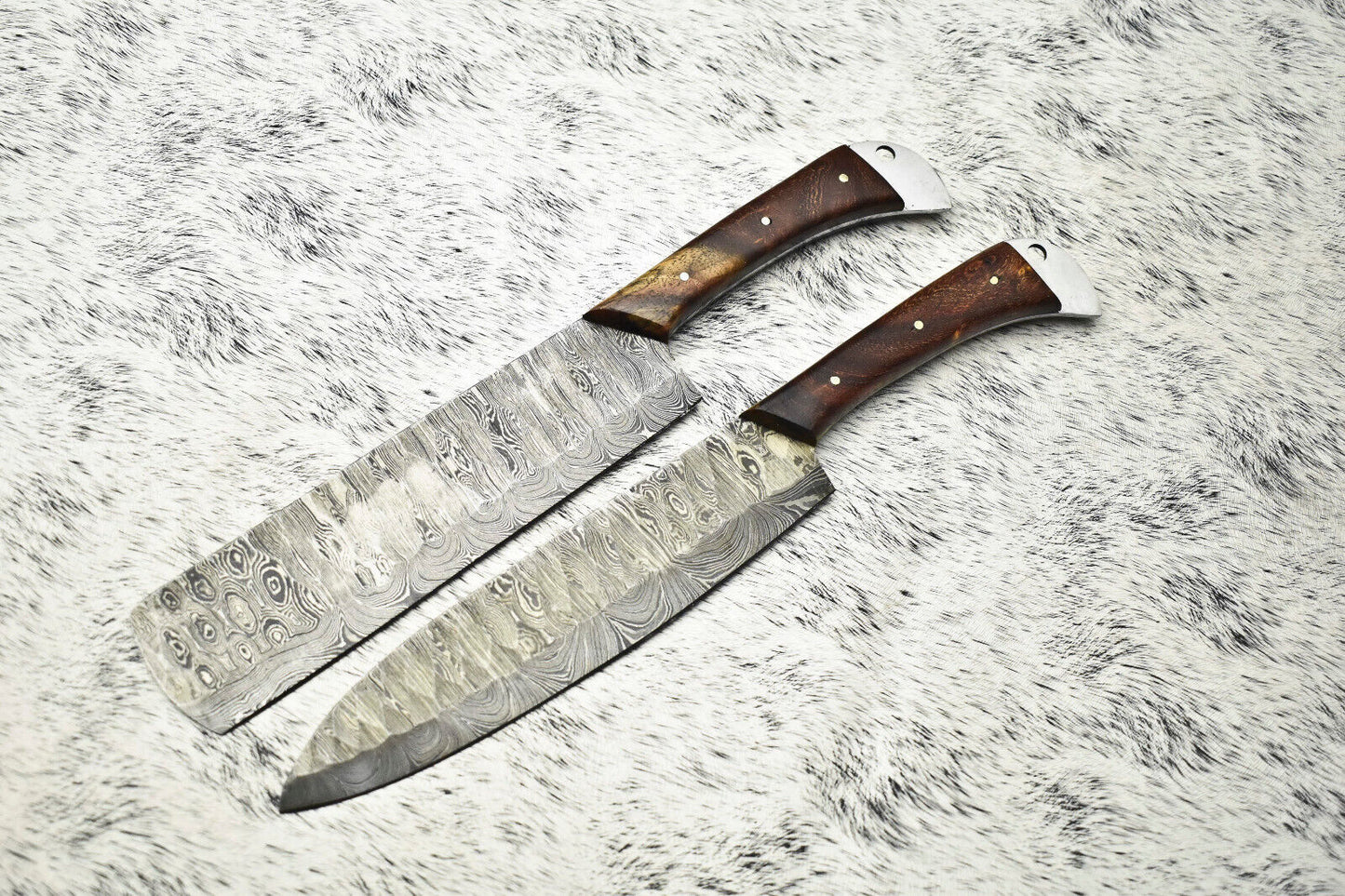 Set of 2 Handmade Damascus Steel Chef Knives | Full Tang Kitchen Cutlery Set