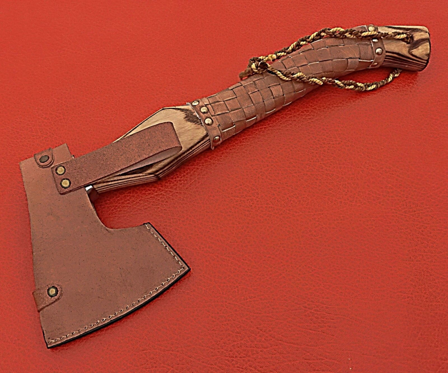 Hand Forged Viking Axe Etched Carbon Steel Engraved Axe 17.5-Inch