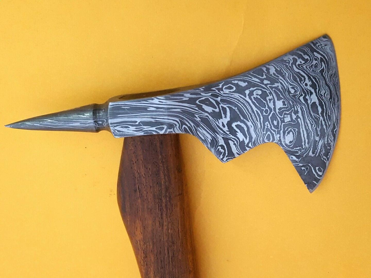 Handmade Damascus Steel Battle Axe With Rose Wood Handle