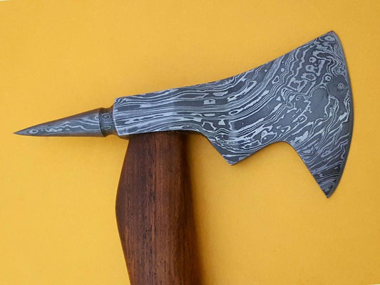Handmade Damascus Steel Battle Axe With Rose Wood Handle