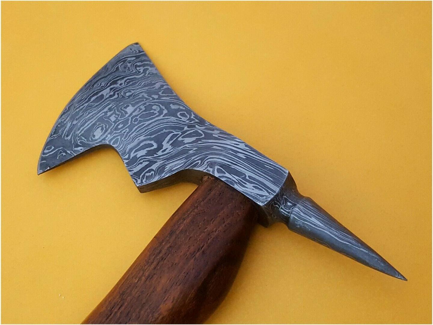 Handmade Damascus Steel Battle Axe With Rose Wood Handle