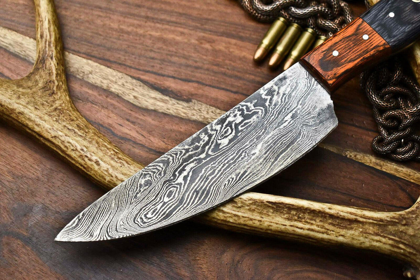 Handmade Damascus Steel Chef Knife | Full Tang Hardwood Kitchen Cooking Knife