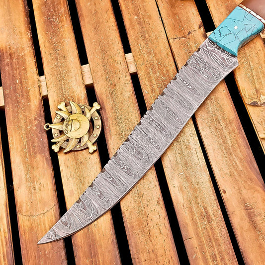 Custom Handmade Damascus Steel Bowie Knife – Camping & Hunting Knife