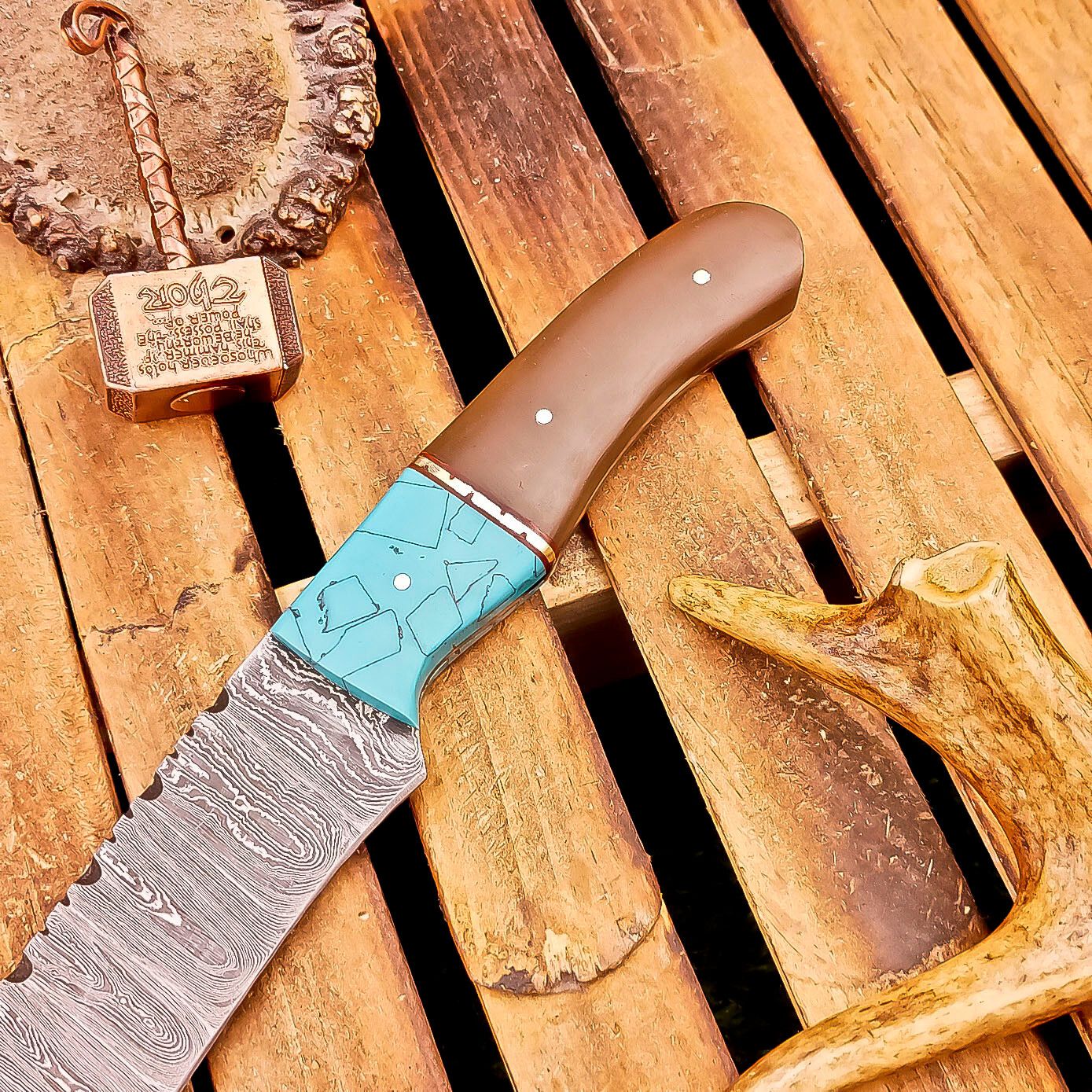 Custom Handmade Damascus Steel Bowie Knife – Camping & Hunting Knife