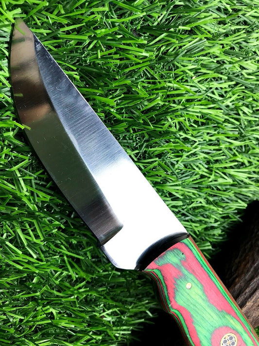 9" Hand-Forged Stainless Steel Skinner – Hunting & Survival Fixed Blade with Leather Sheath