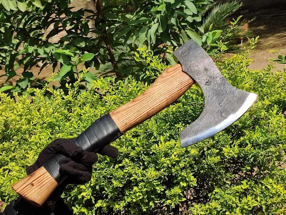 Handmade Rare Art Viking Throwing Axe 18 Inch with Ashwood Leather Handle