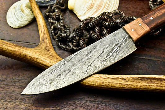 Custom Handmade Damascus Steel Chef Knife | Full Tang Hardwood Handle