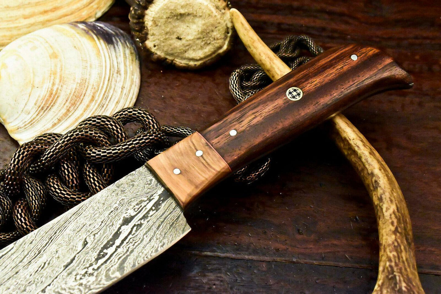 Custom Handmade Damascus Steel Chef Knife | Full Tang Hardwood Handle