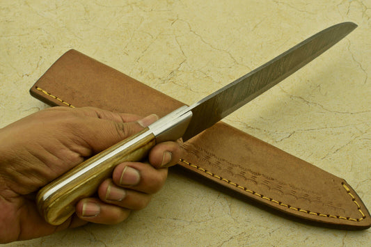 12" Handmade Damascus Steel Chef Kitchen Knife – Pakka Wood Handle, 512 Layers, Hand-Forged
