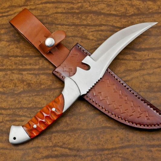 Pathfinder 12-Inch D2 Steel Full Tang Bowie Hunting Knife with Pakka Wood Handle