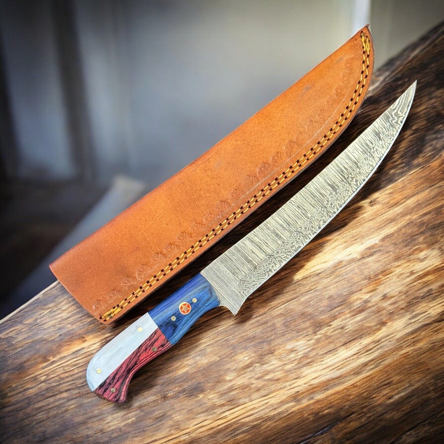 Handmade Fillet Knife & Damascus Fishing Knife 12" Damascus Steel Kitchen Knife
