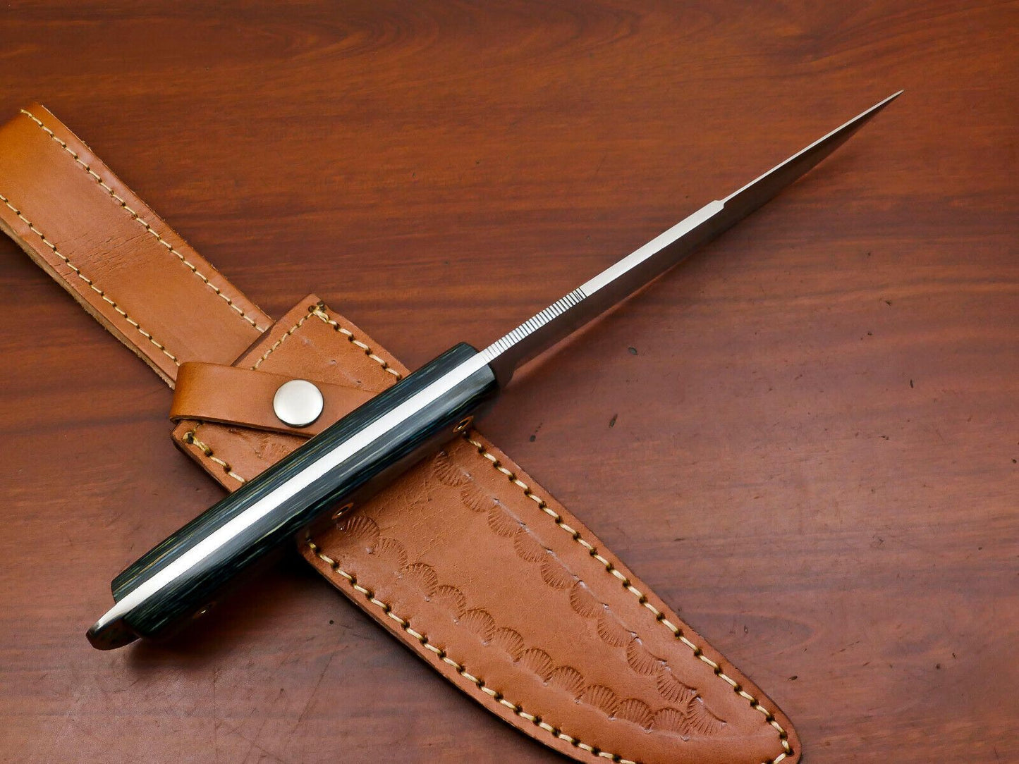 12-Inch D2 Steel Full Tang Bowie Hunting Knife with Pakka Wood Grip