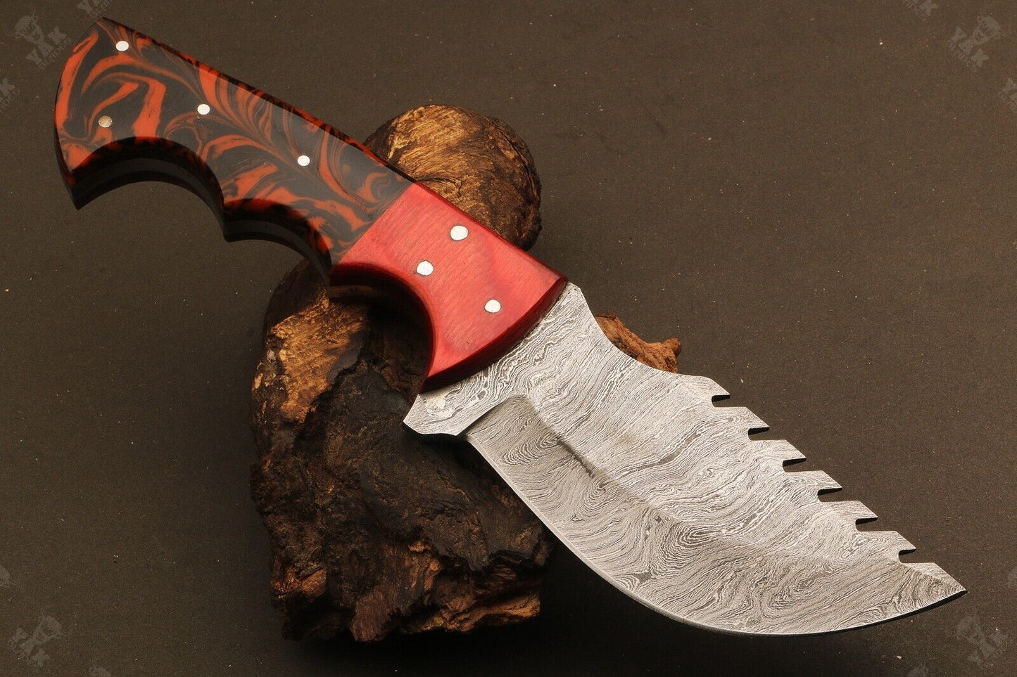 9" Twist Damascus Tracker Bowie Knife – Resin Handle
