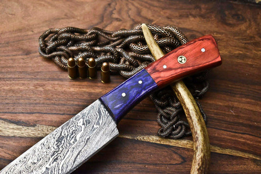 Custom Hand Forged Damascus Steel Chef Knife | Full Tang