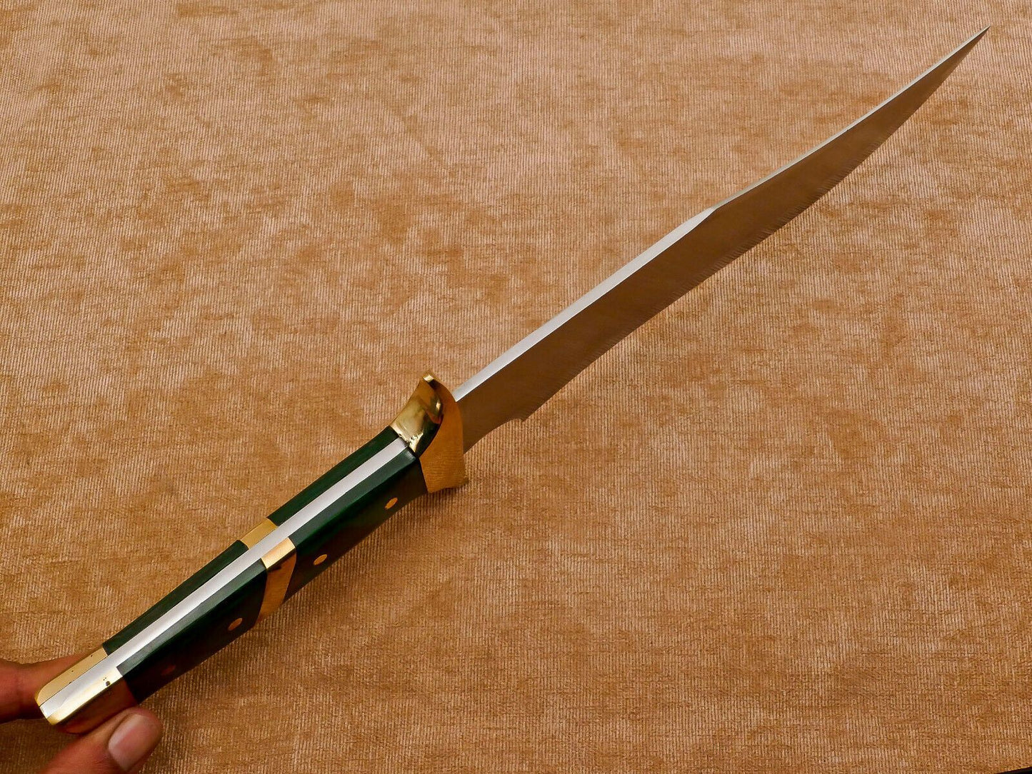 Hand Forged 12-Inch D2 Clip Point Full Tang Bowie Hunting Knife with Leather Sheath