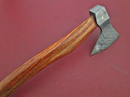 Custom Handmade Damascus Steel Axe With Walnut Wood Handle 15 Inch