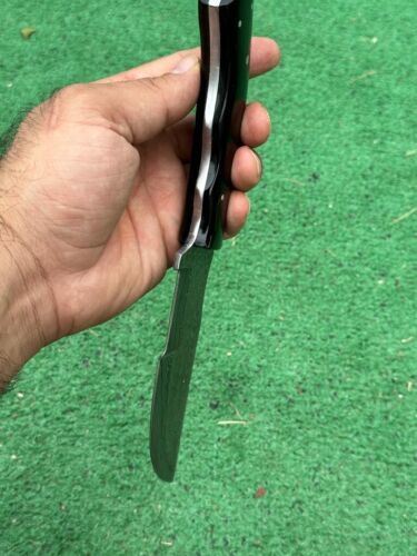 10" Custom Handmade Damascus Tracker Knife – Full Tang Hunting & Survival Blade with Bull Horn Handle
