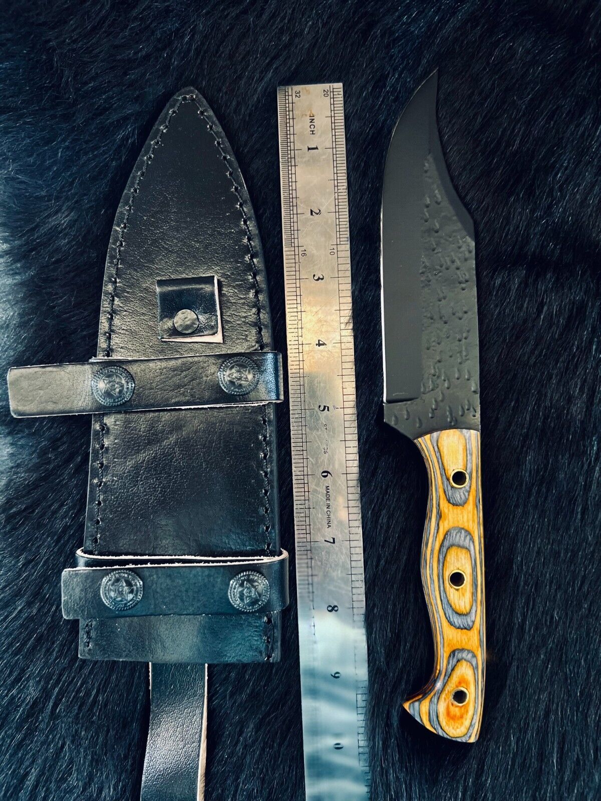 10 Inch Custom D2 Steel Bowie Hunting Knife with Wood Handle