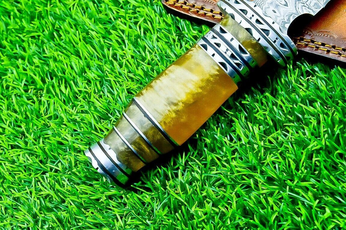 Heritage Forge 12.5 Inch Damascus Dagger Knife with Resin Handle and Double Edge Blade