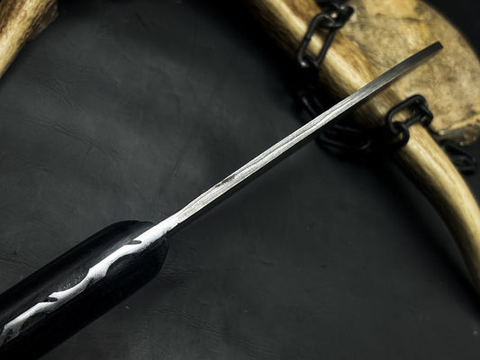 Handmade Damascus Steel Kitchen Chef Cleaver – Full Tang EDC Knife with Wood Handle & Leather Cow Sheath