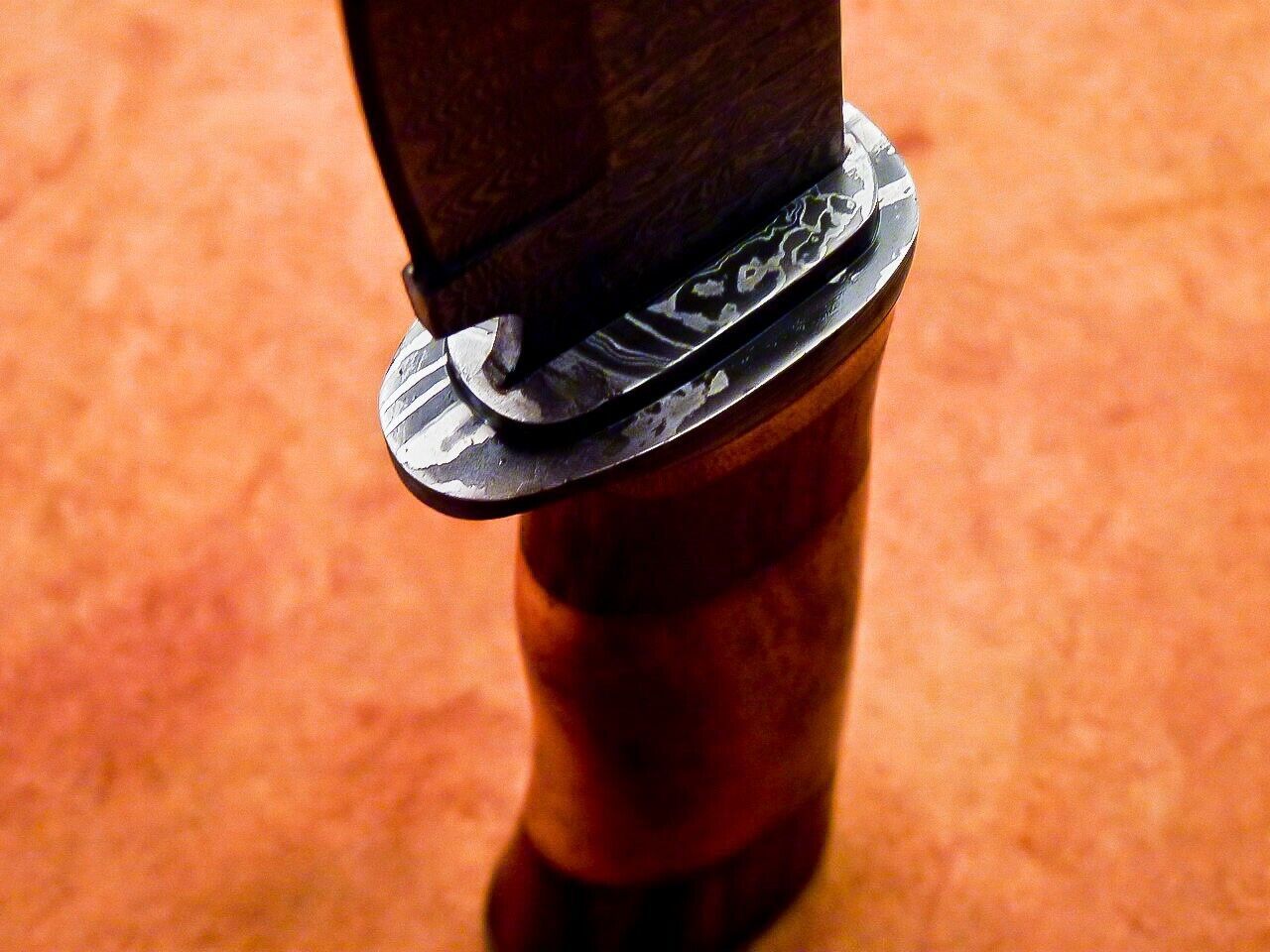 12" Damascus Steel Bowie Knife with Camel Bone Handle – Handmade by Heritage Forge