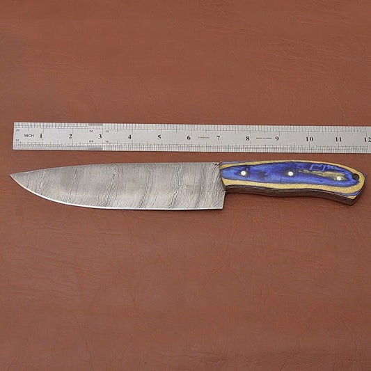 Premium Handmade Damascus Steel Fillet Chef Knife with Full Tang Pakka Wood Handle