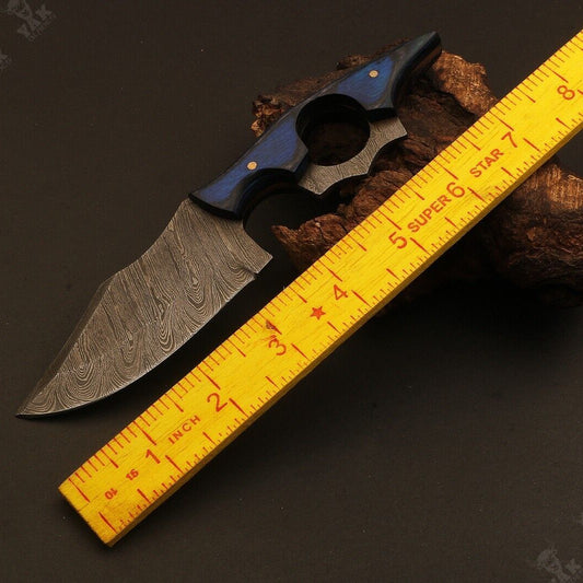 Heritage Forge 7" Fire Damascus Steel Skinner Knife with Wood Handle