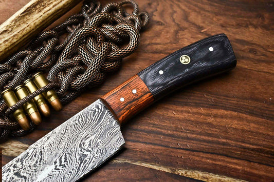Premium Hand Forged Damascus Steel Chef Knife | Full Tang with Hard Wood Handle