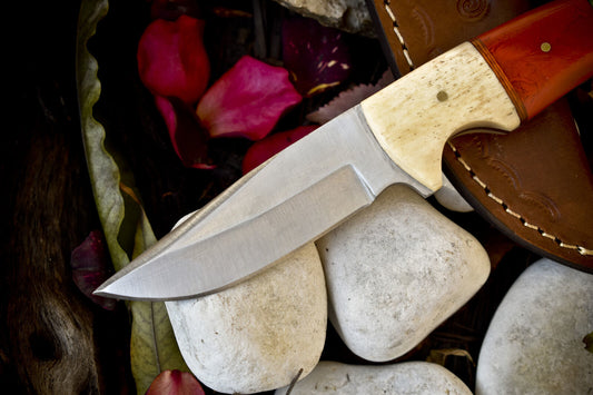 8" Handmade Skinner Knife | 440C Steel Blade & Mixed Handle | Heritage Forge Survival Knife