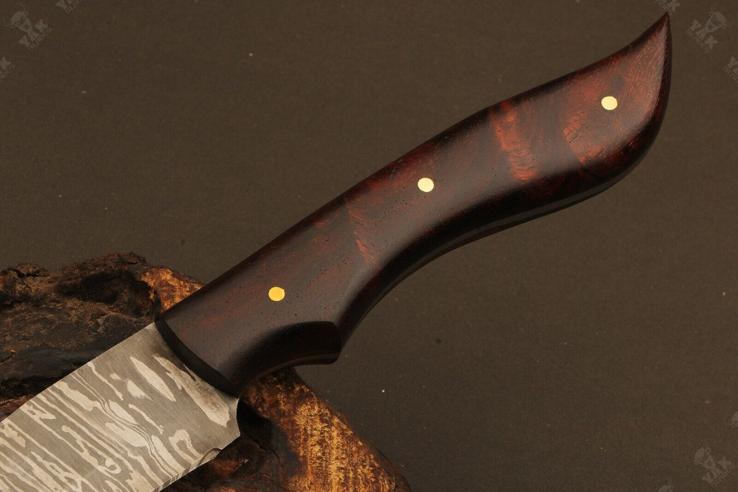 13" Damascus Fishing Knife Hand Forged Fire Damascus Fillet Knife with Leather Sheath