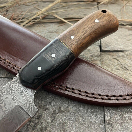 11" Handmade Damascus Hunting Bowie Knife | Full Tang Wooden Handle