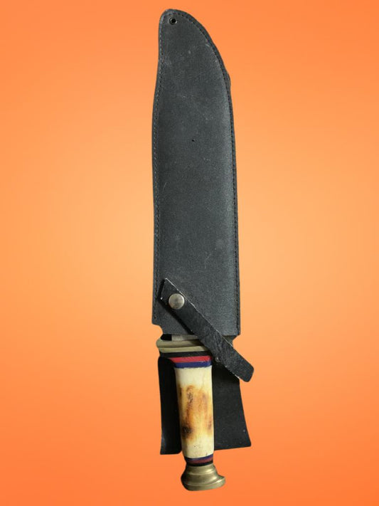 17" Custom Handmade D2 Steel Bowie Hunting Knife with 12" Blade & Leather Sheath