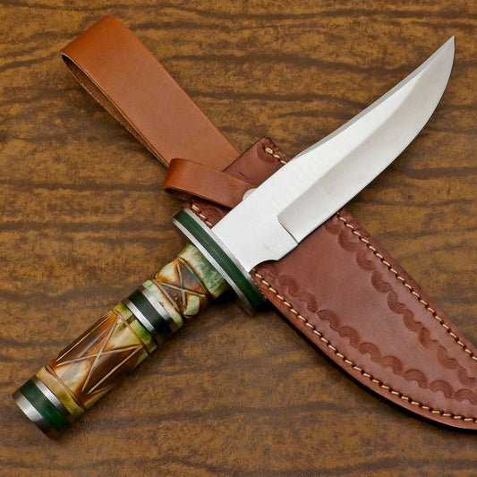 Custom Handmade D2 Steel Bowie Knife | Hunting & Outdoor Fixed Blade 12"