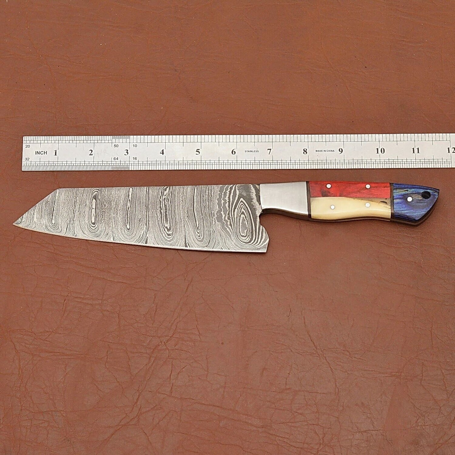 Handmade Damascus Steel Kitchen Chef Knife | Full Tang Wood Handle with Sheath