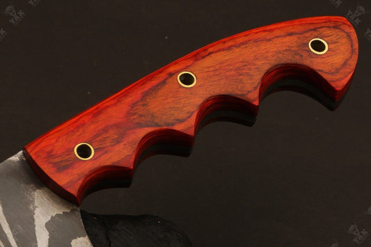 Heritage Forge 15 Inch Damascus Steel Bowie Knife with Wood Handle for Hunting and Camping