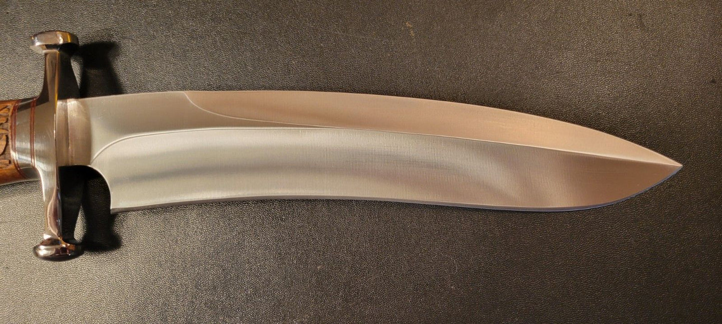 Custom D2 Steel 16-Inch Sasquatch Bowie Knife – Engraved Wood Handle