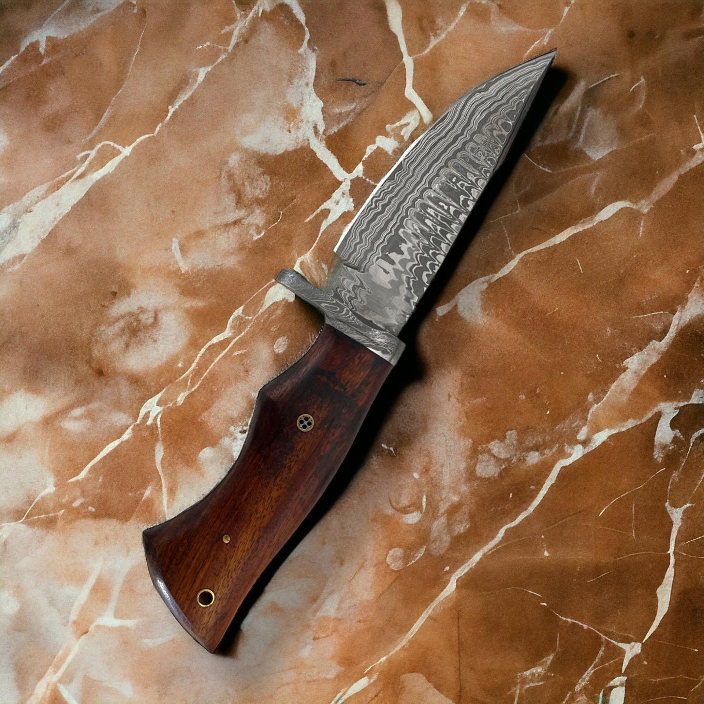 Custom Handmade Damascus Steel Bowie Hunting Knife – 512-Layer Forged Blade with Leather Sheath | Heritage Forge