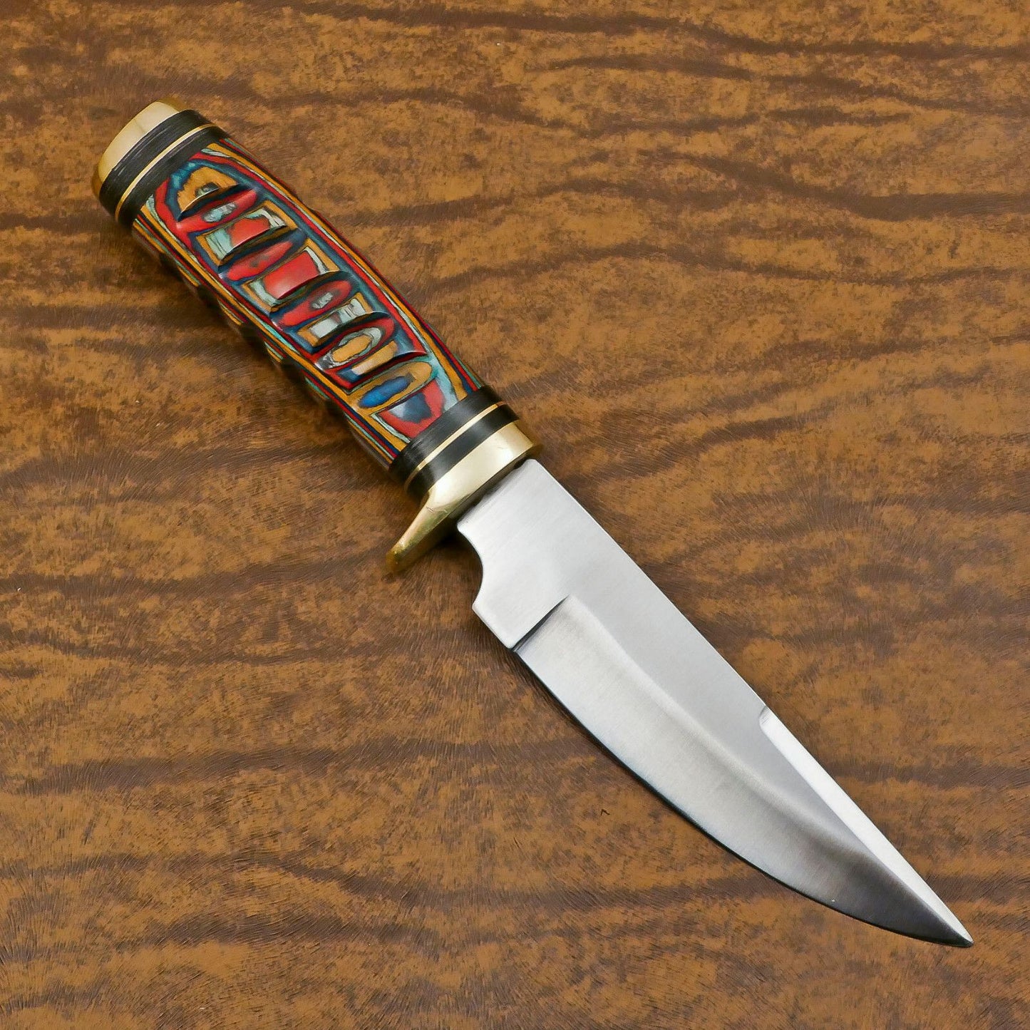 Handmade D2 Steel Bowie Camping Hunting Knife with Pakka Wood Handle – Full Tang