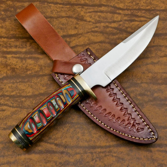 Handmade D2 Steel Bowie Camping Hunting Knife with Pakka Wood Handle – Full Tang