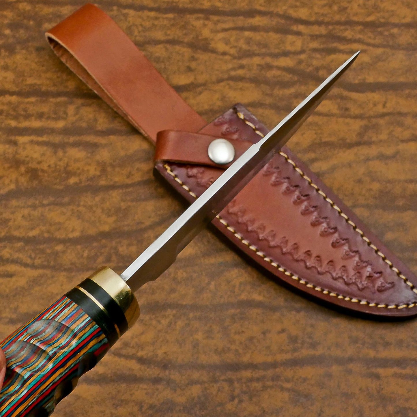 Trailblazer Handmade D2 Steel Bowie Knife – 12-Inch Hunting & Camping Blade with Pakka Wood Handle