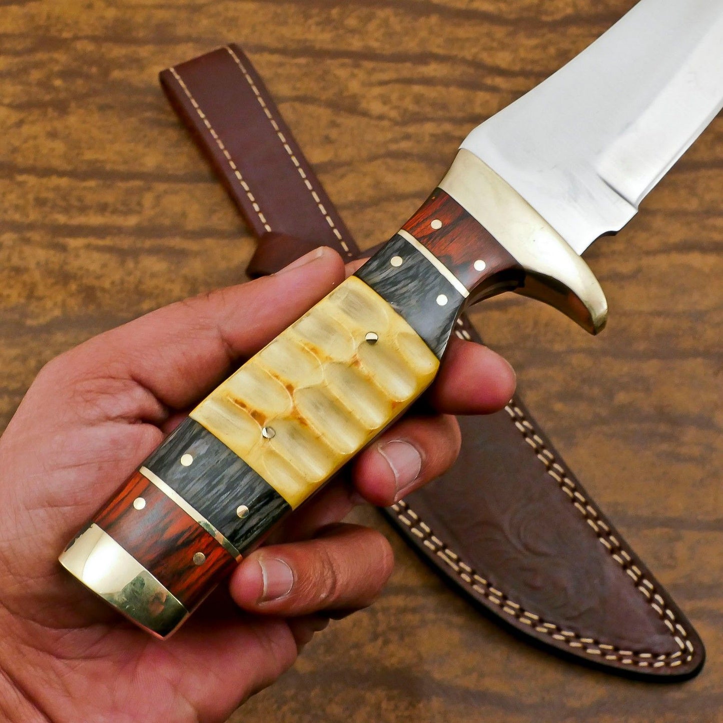 Handmade 12 Inch D2 Steel Full Tang Bowie Hunting Camping Knife – Outdoor Survival Blade