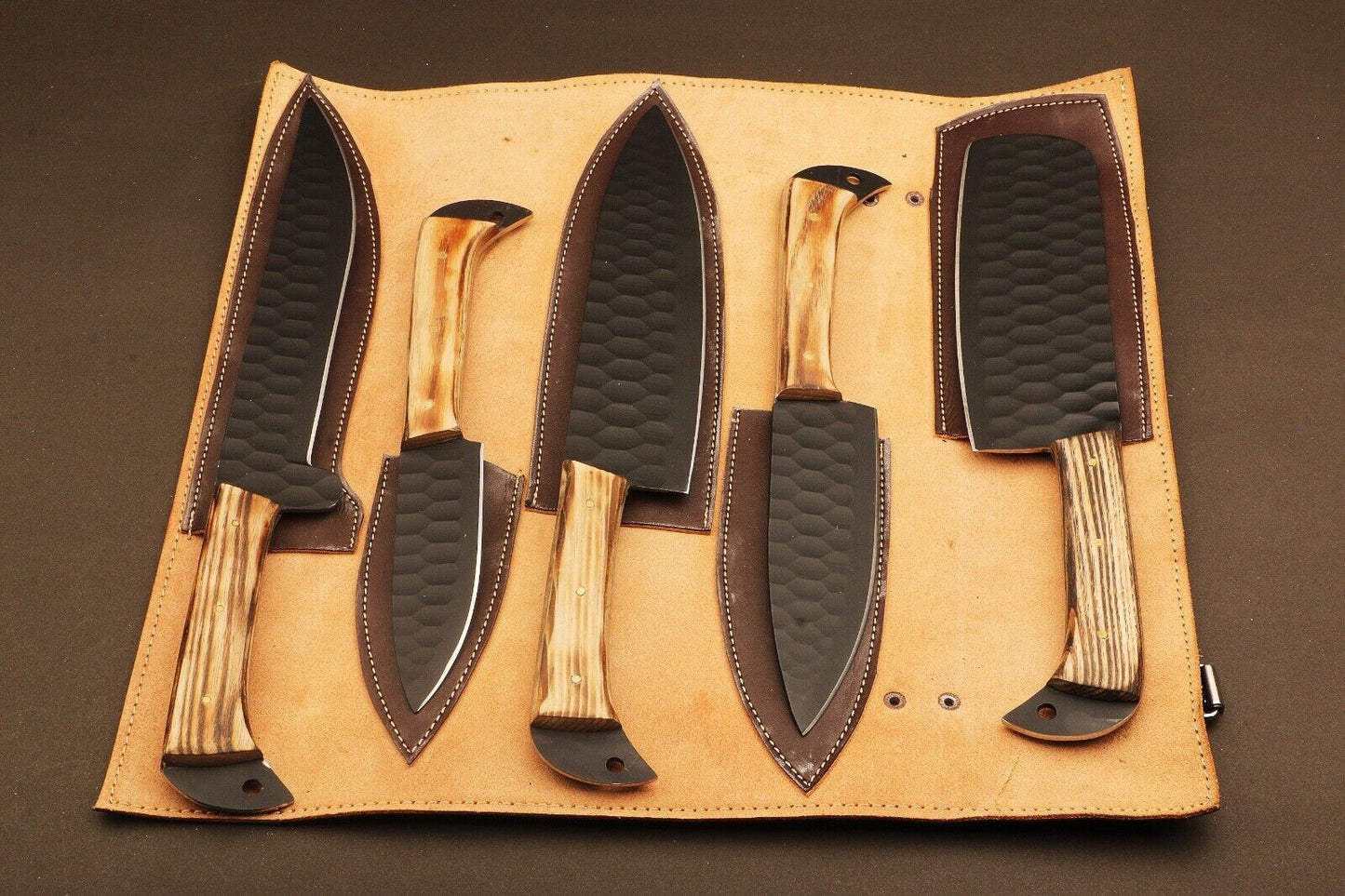 9" to 13" Hand Forged Fire D2 Steel Chef Knives Set – Custom Kitchen Cutlery