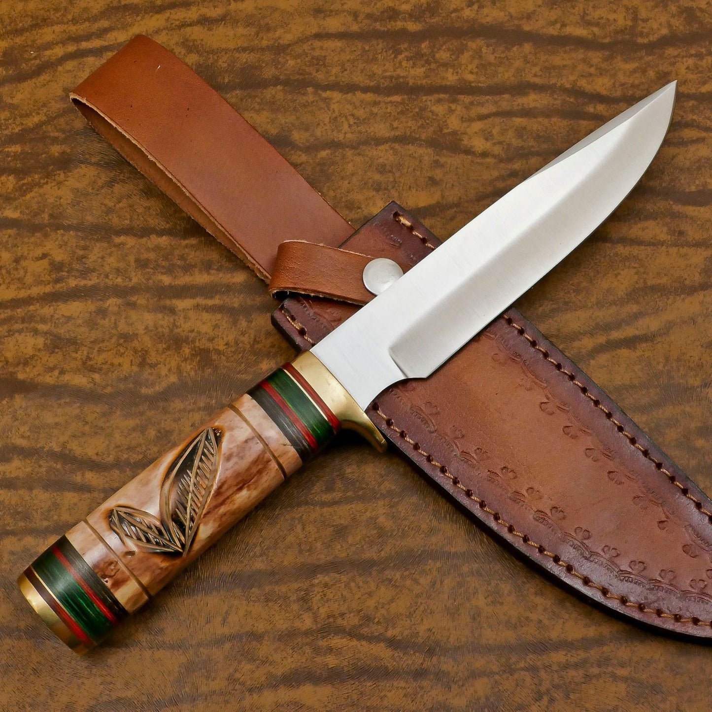 Custom Handmade D2 Steel Blade Hunting Bowie Outdoor Knife