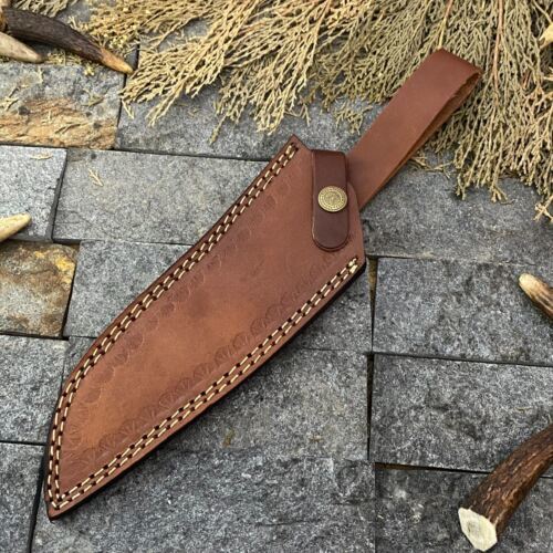 10" Hand Forged Damascus Steel Hunting Bowie Cleaver Knife